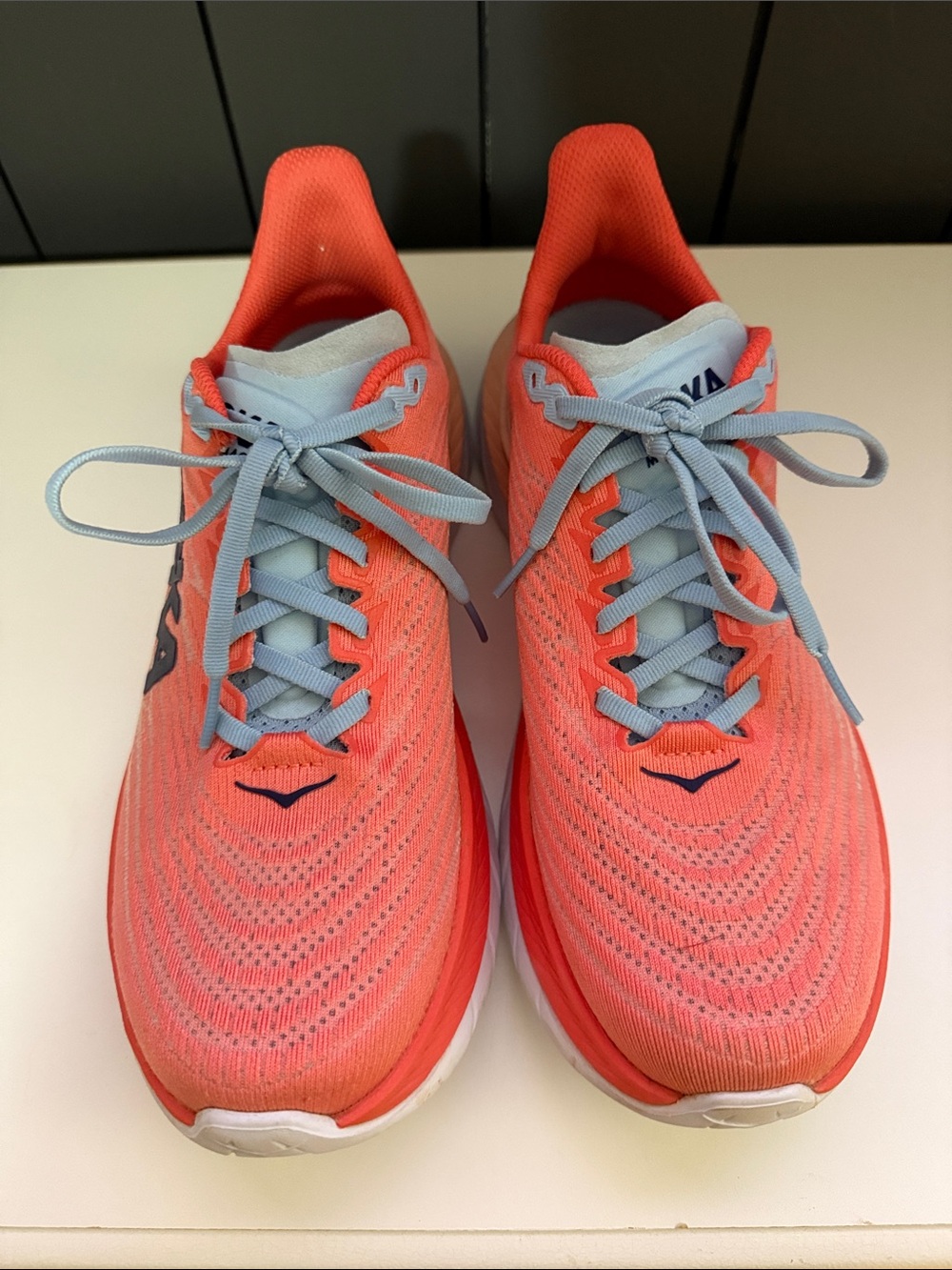 Hoka Coral Orange and Light Blue Women's Running Sneakers 8.5 - Picture 2 of 9